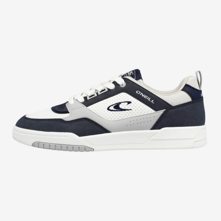 Navy and white sneaker with O'Neill logo on a light gray background
