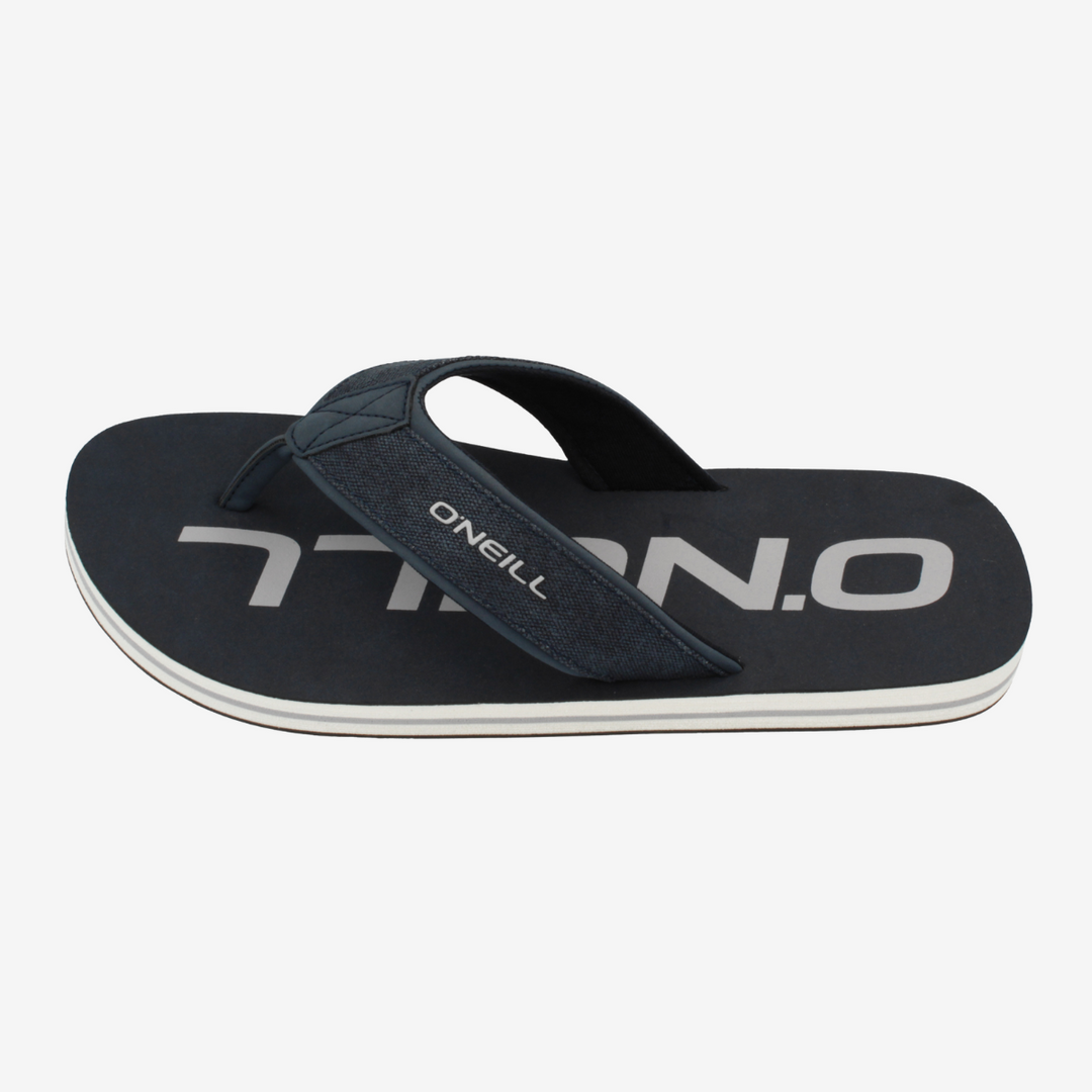 Black sandal with 'O'Neill' branding on a white background
