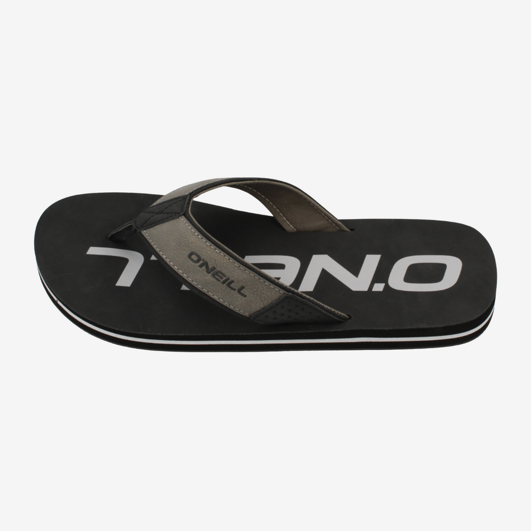 Black and gray sandal with 'O'Neill' branding on a white background