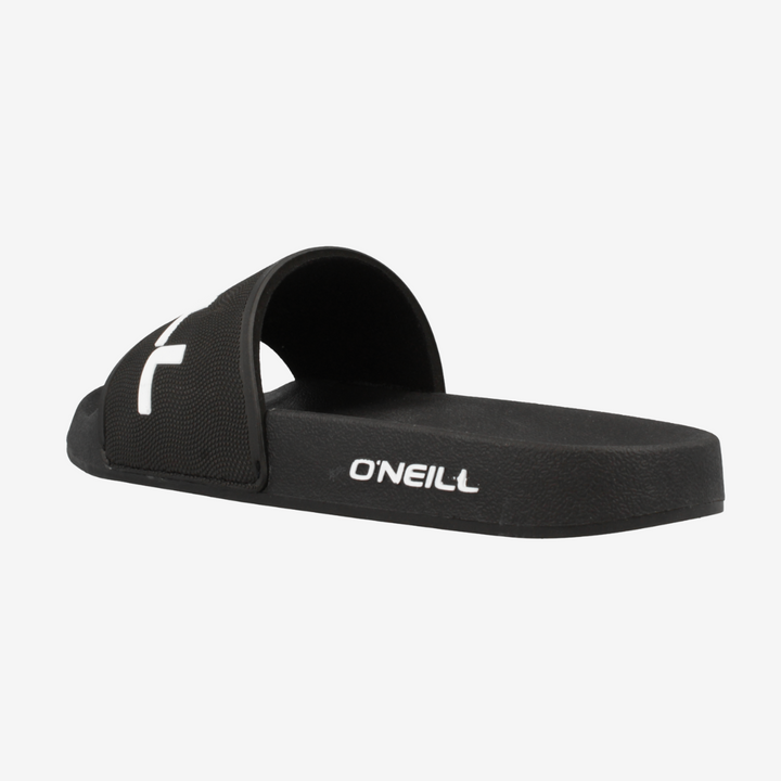 Black sandal with 'O'Neill' branding on a white background