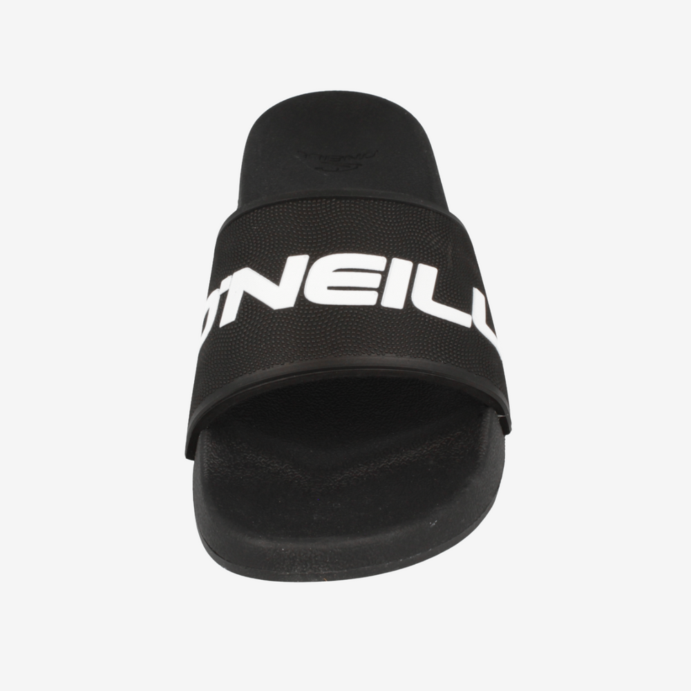 Black sandal with 'O'Neill' branding on a white background