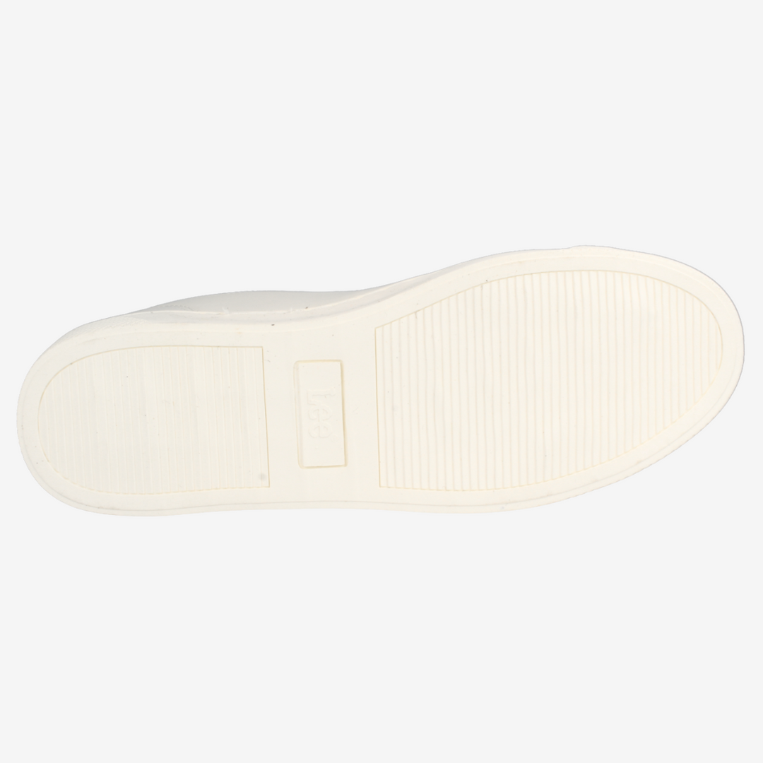 White sole of a shoe on a light gray background