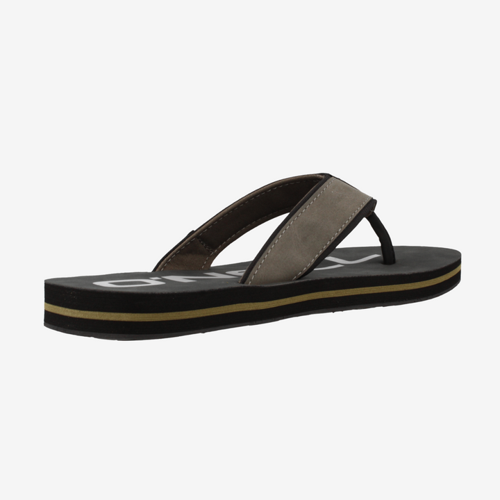 Black and brown sandal on a white background