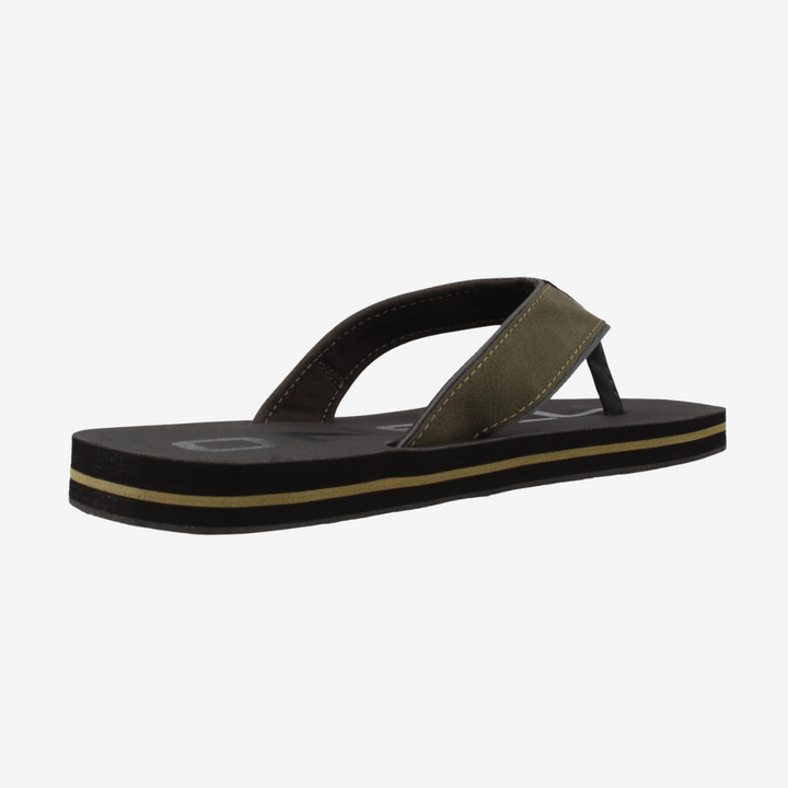 Black and brown sandal on a white background