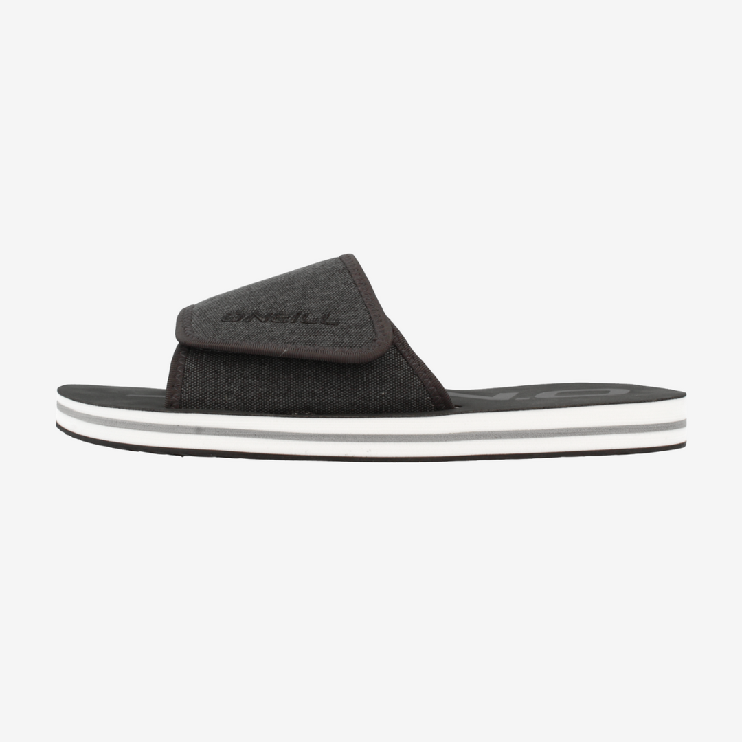 Black sandal with white sole on a white background