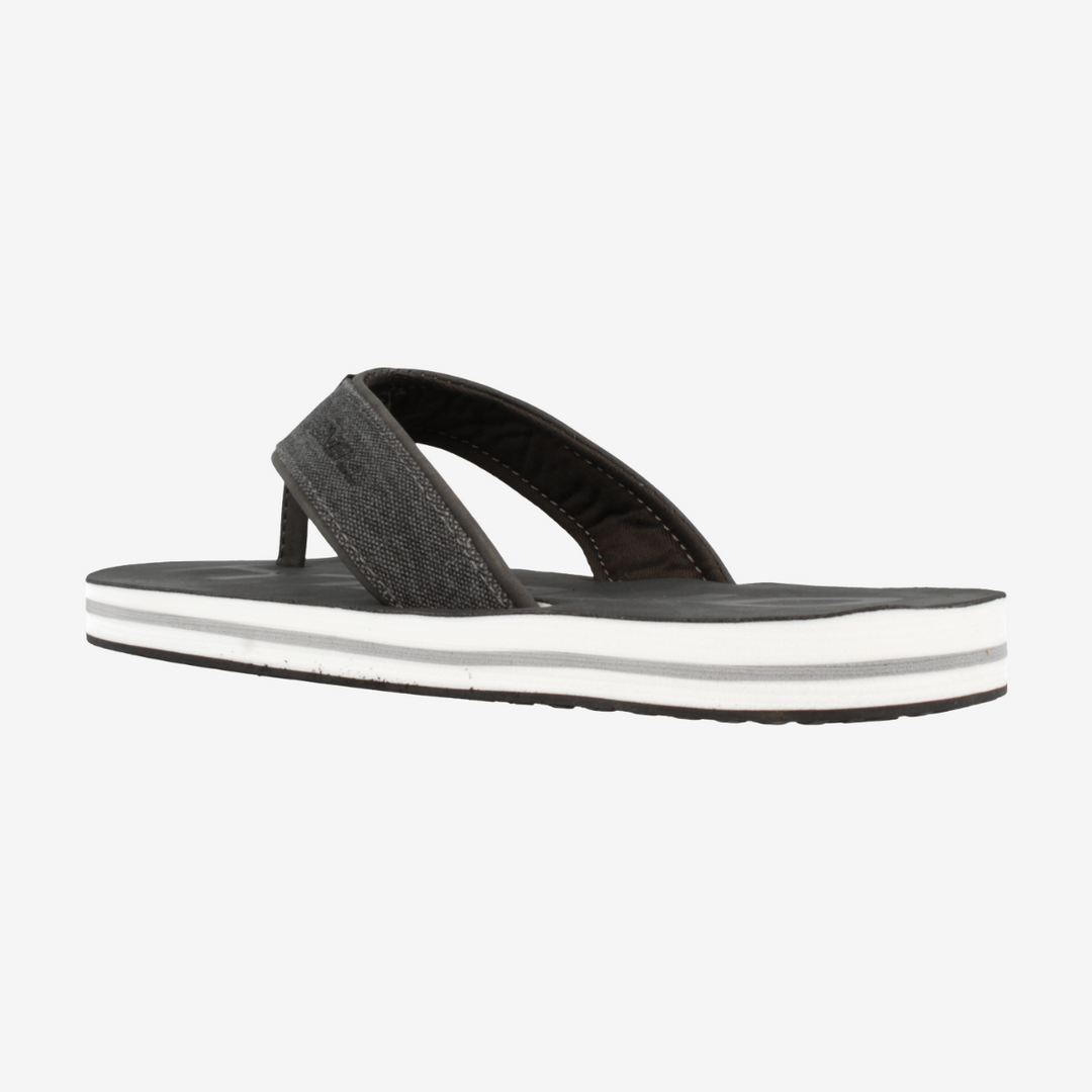 Black sandal with white sole on a white background