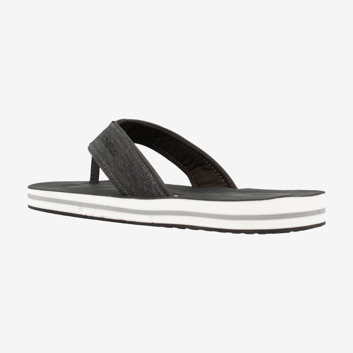 Black sandal with white sole on a white background