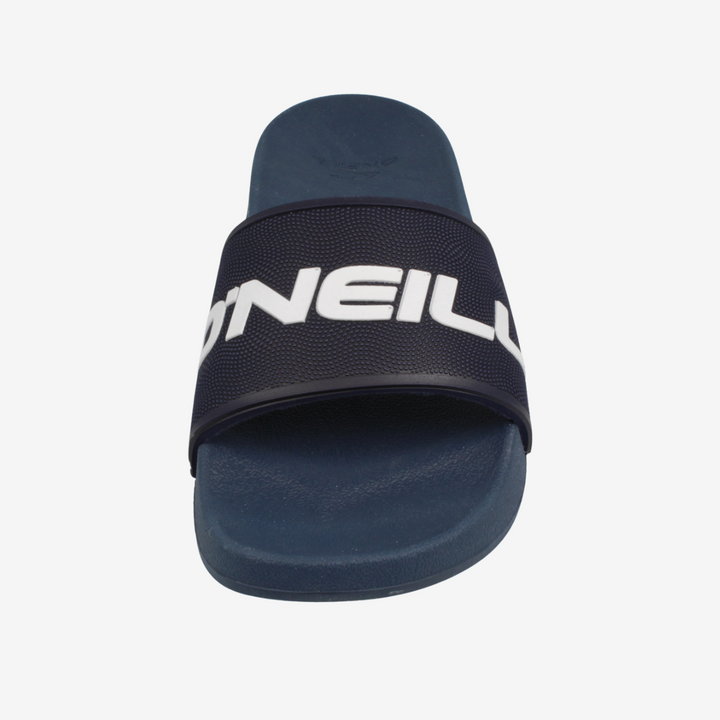 Black slide sandal with 'O'Neill' branding on a white background