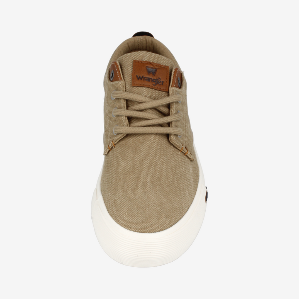 Beige sneaker with white sole on a white background
