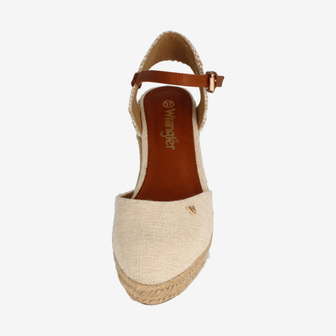 Beige espadrille sandal on a white background
