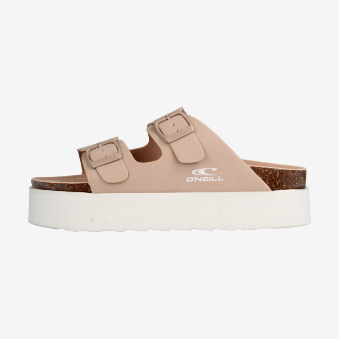 Beige sandal with a white sole on a white background