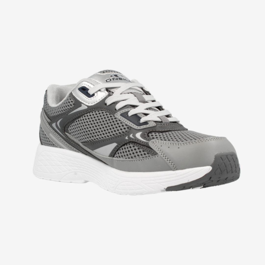 Gray athletic shoe on a white background