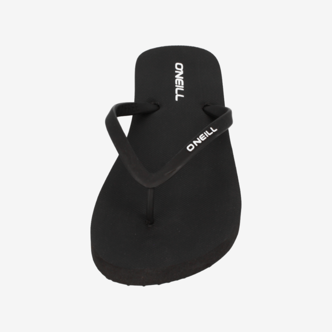 Black sandal with 'O'Neill' branding on a white background