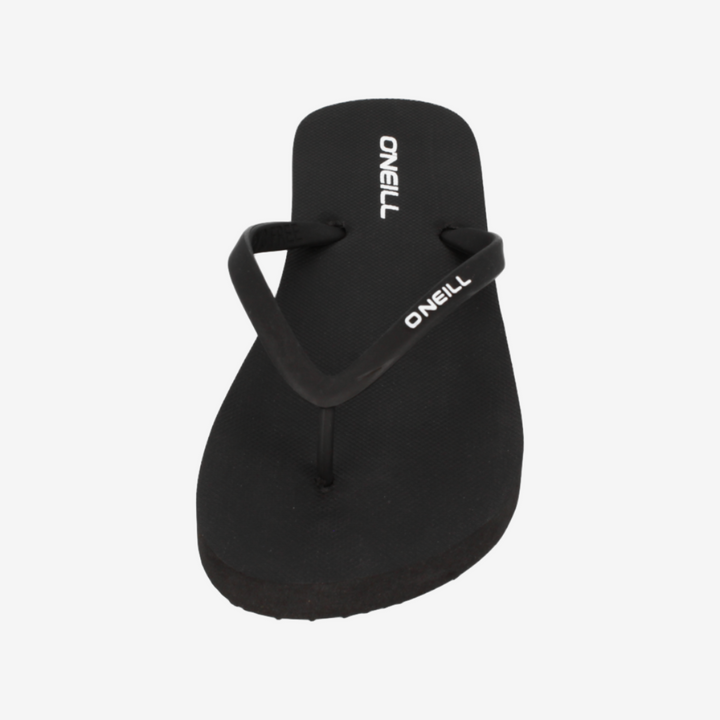 Black sandal with 'O'Neill' branding on a white background