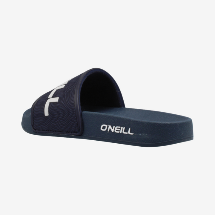 Navy slide sandal with 'O'Neill' logo on a white background