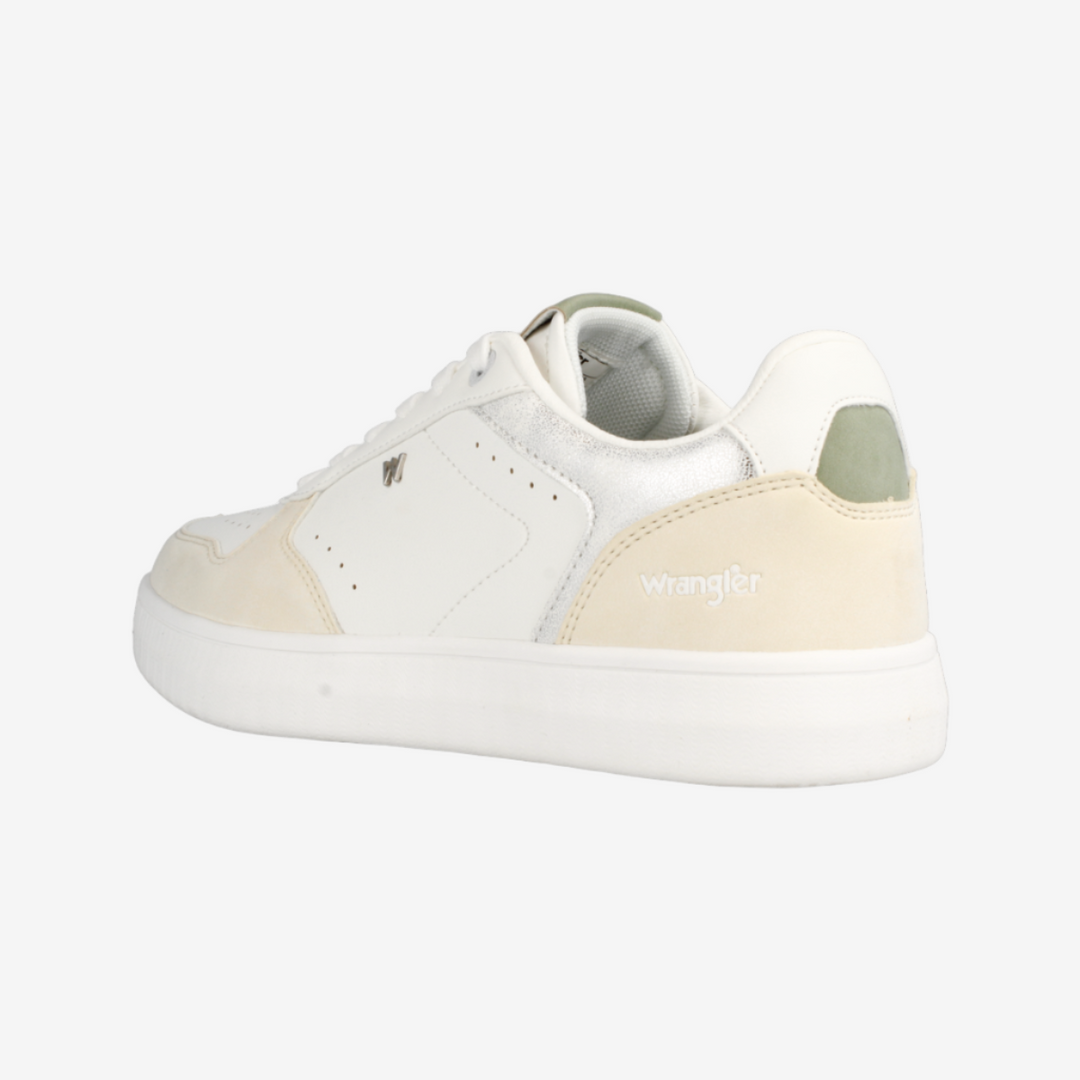 White and beige sneaker on a white background