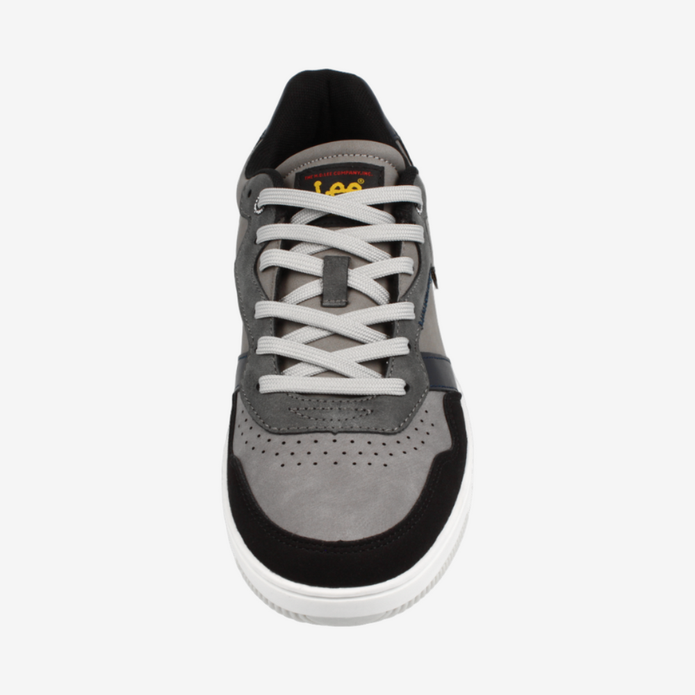 Gray and black sneaker on a white background