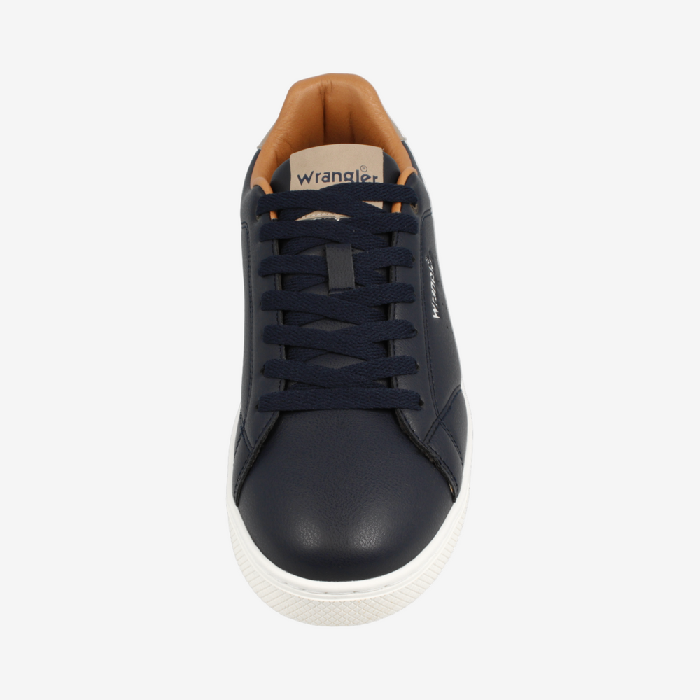 Black sneaker with white sole on a white background