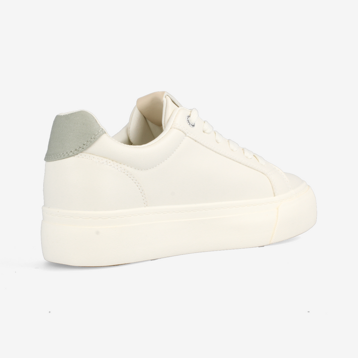 White sneaker with gray heel on a white background
