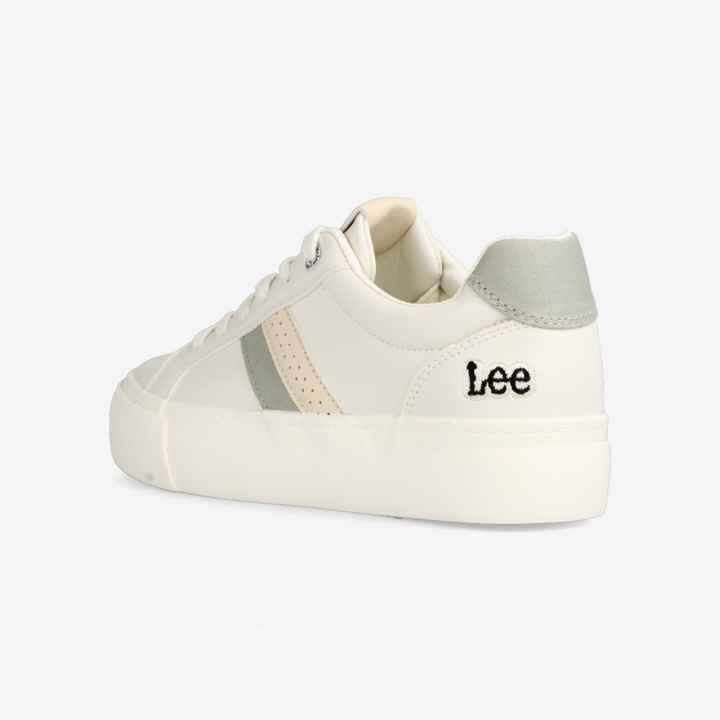 White sneaker with 'Lee' branding on a white background